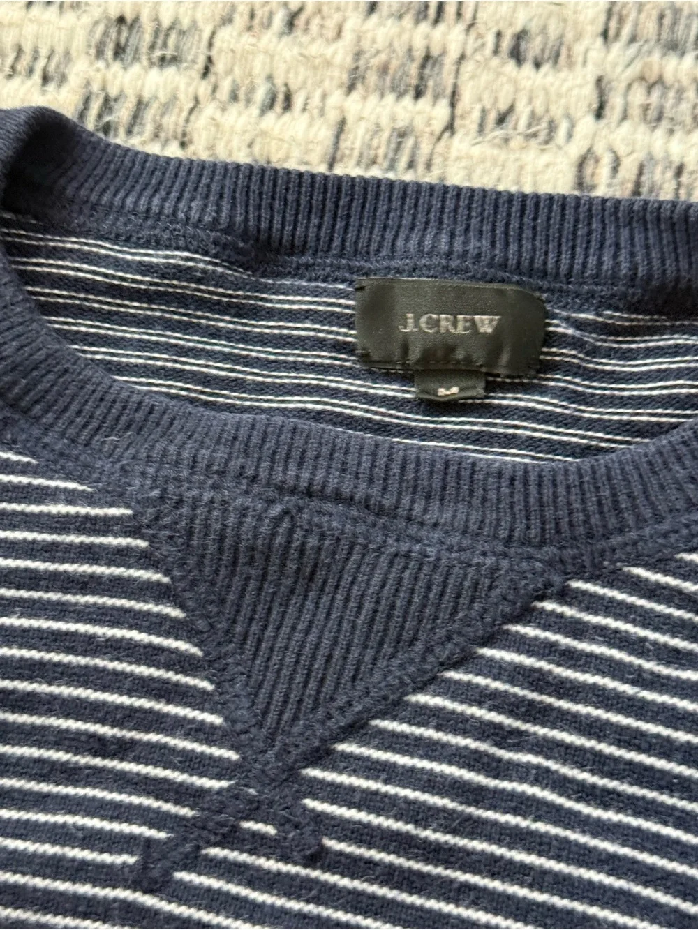 Men's JCREW Navy Striped Crewneck Sweater Size 8